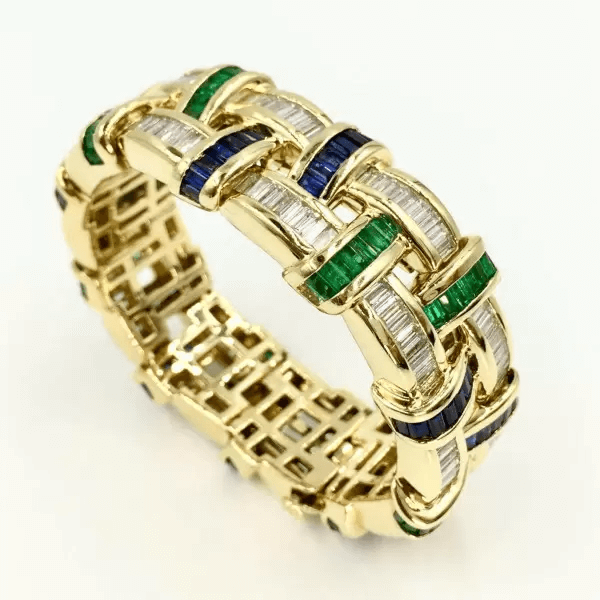 Art Deco 26.3ctw Emerald Cut Multicolor Gemstone Bracelet-JEWELBUYS