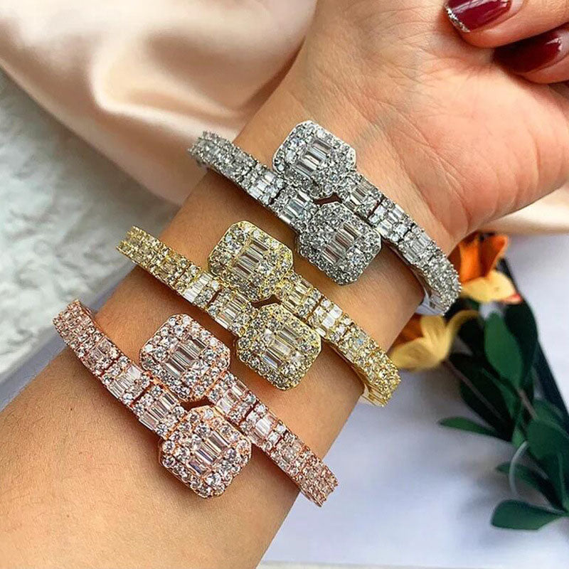 Hip-hop style men's and women's open-ended sapphire bracelet -JEWELBUYS