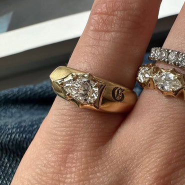 3.0Ct Pear-Shaped White Sapphire Solitaire Signet Ring-JEWELBUYS