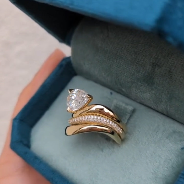 2.15Ctw pear-shaped sapphire perfectly stacked engagement ring-JEWELBUYS
