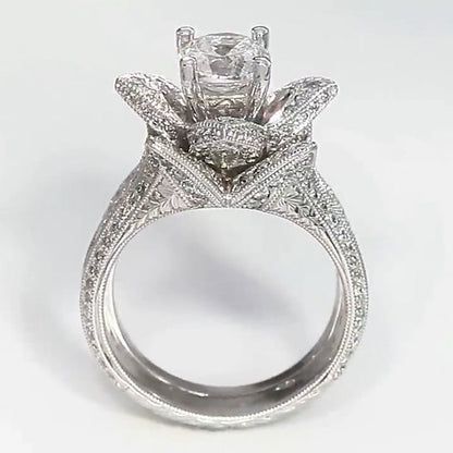 6.0ctw Round Cut Blooming Flower Diamond Engagement Ring -JEWELBUYS