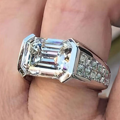 3.0 CT Emerald Cut Bezel Set Wedding Band - JEWELBUYS