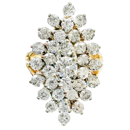 6 ctw Round Cut White Sapphire Cluster Ring -JEWELBUYS