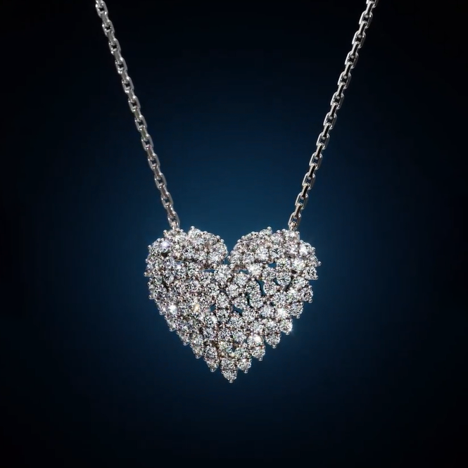 2 ctw Round Cut White Sapphire Full Heart Necklace -JEWELBUYS