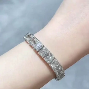 Unisex 56ctw Radiant Cut White Sapphire Bracelet in Silver-JEWELBUYS