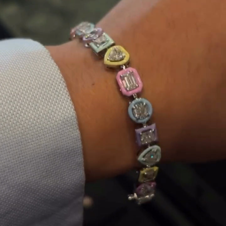 15Ctw Multi-cut Art Deco Sapphire Luxury Candy Bracelet-JEWELBUYS