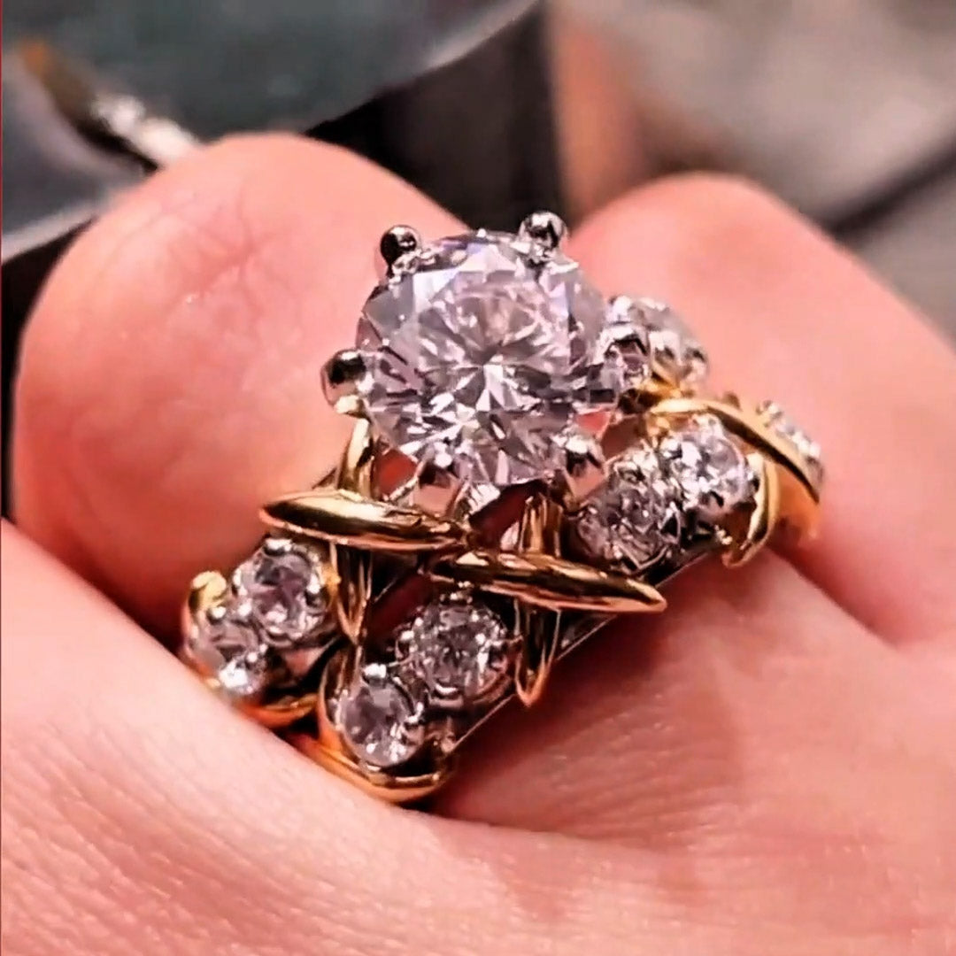 7.0ctw Cross Cross Gemstone Set Ring -JEWELBUYS