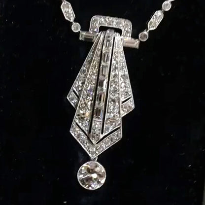 3.0Ctw Rectangular and Round Sapphire Exquisite Vintage Style Pendant Necklace-JEWELBUYS