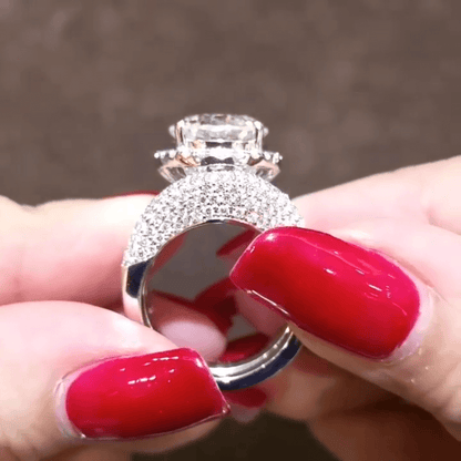 Breathtaking 6ct Round & Baguette Cut White Sapphire Women's Engagement Ring in Silver-JEWELBUYS