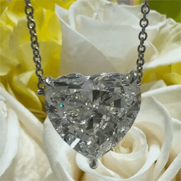 10ct Heart Cut White Sapphire Pendant Necklace-JEWELBUYS