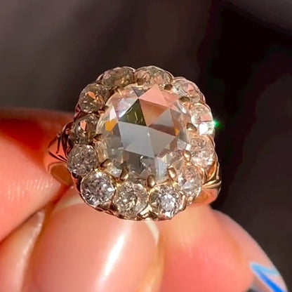2.71ct Cushion Rose Cut Vintage Style Engagement Ring-JEWELBUYS