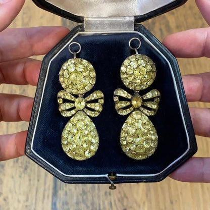 10.0Ctw Cushion Cut Teardrop-shaped Bow Sapphire Pendant Earrings-JEWELBUYS