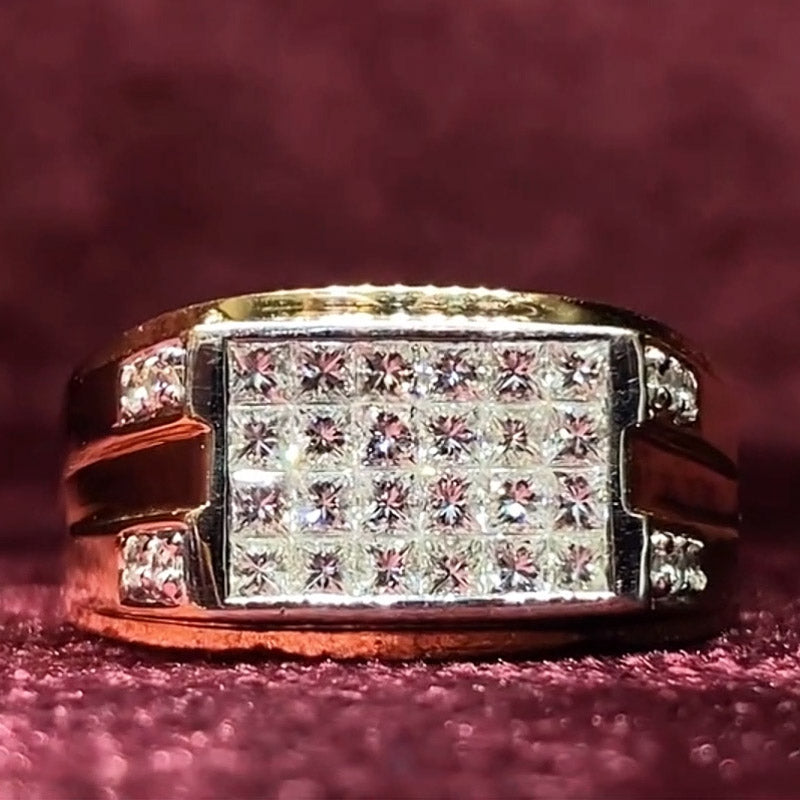 2.7ctw Princess Cut Men's Invisible White Sapphire Ring-JEWELBUYS