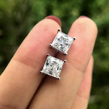 2.0ct Princess Cut Sapphire Stud Classic Earrings - JEWELBUYS