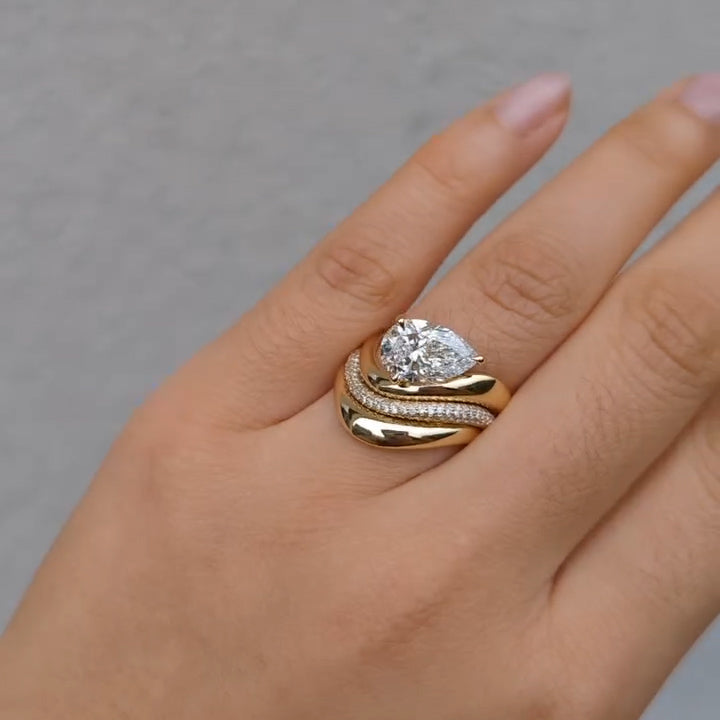 2.15Ctw pear-shaped sapphire perfectly stacked engagement ring-JEWELBUYS