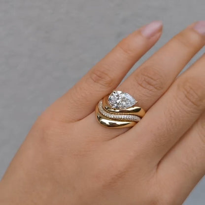 2.15Ctw pear-shaped sapphire perfectly stacked engagement ring-JEWELBUYS
