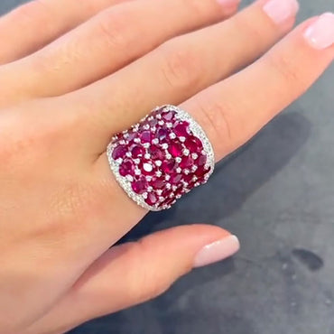 25ctw Ruby Saddle Oval Cut Ring - JEWELBUYS