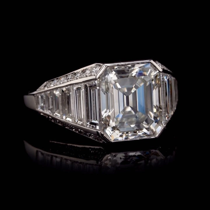 5.0Ctw Emerald Step-Cut Sapphire Engagement Ring-JEWELBUYS