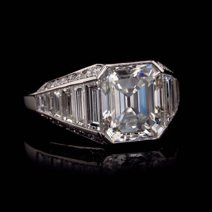 5.0Ctw Emerald Step-Cut Sapphire Engagement Ring-JEWELBUYS