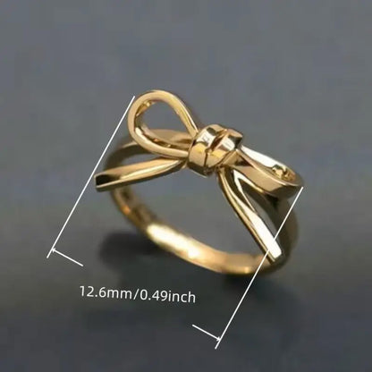 Charming gold bow ring-JEWELBUYS
