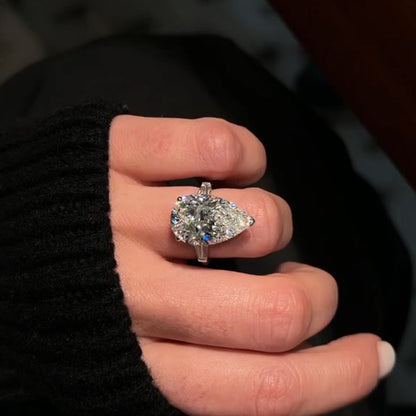 Classic large carat pear-shaped sapphire engagement ring-JEWELBUYS