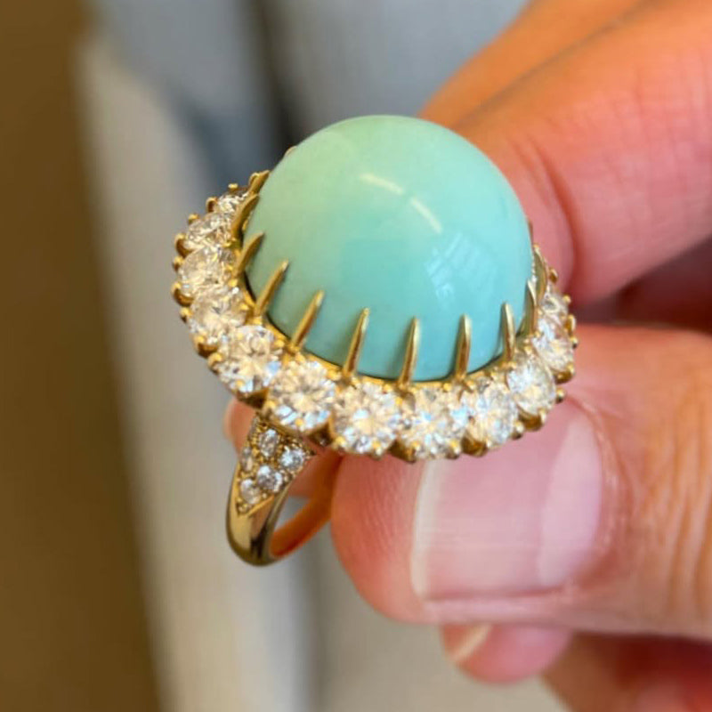 Vintage turquoise rings and earrings-JEWELBUYS