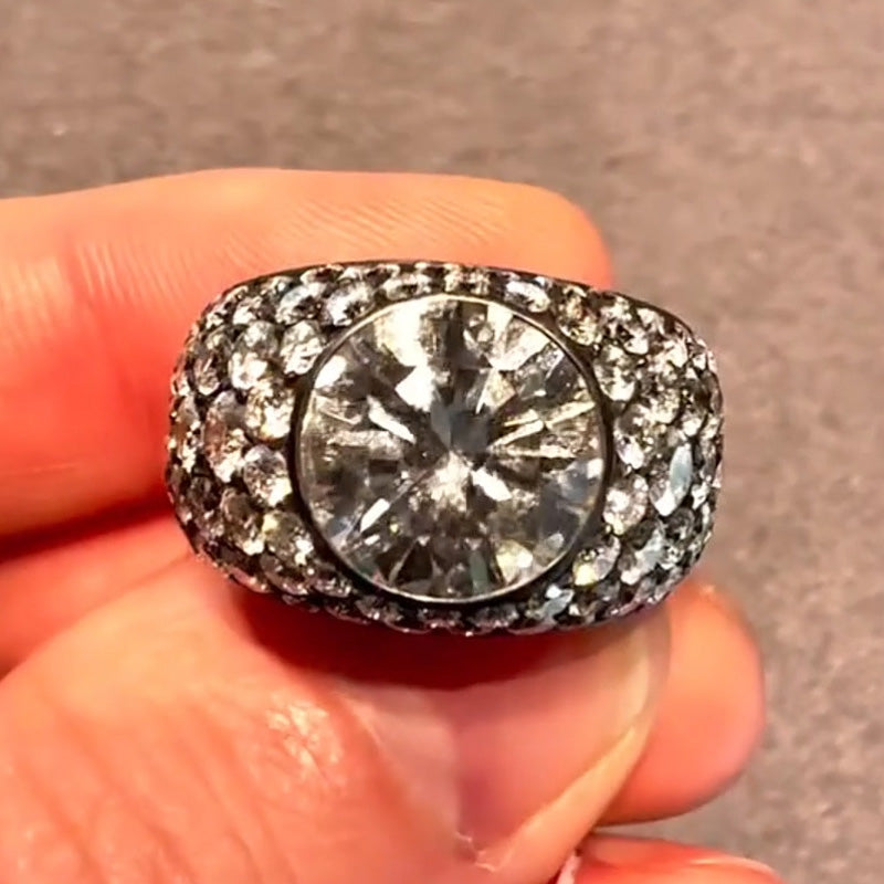 7.4Ctw Round Setting Bezel Setting Sparkling Engagement Ring-JEWELBUYS