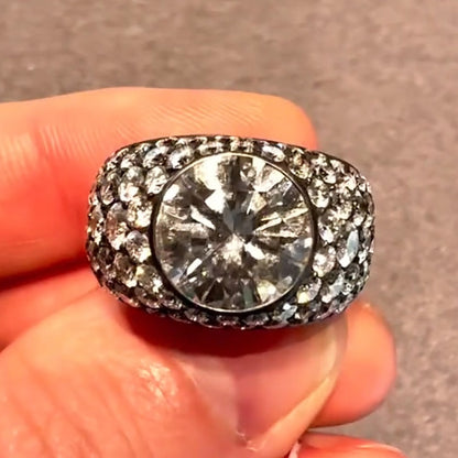 7.4Ctw Round Setting Bezel Setting Sparkling Engagement Ring-JEWELBUYS