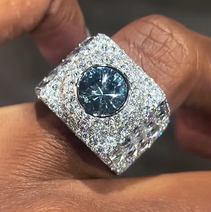 9 ctw Round Cut Light Blue Sapphire Ring -JEWELBUYS