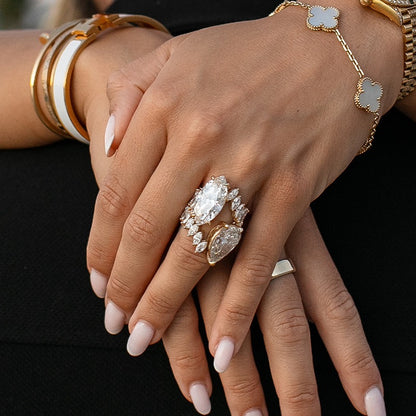 13.5 ctw Pear and Marquise-Cut Dual-Sapphire Engagement Ring