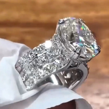 6.76ctw Oval Cut White Sapphire Unique Design Luxury Engagement Ring-JEWELBUYS