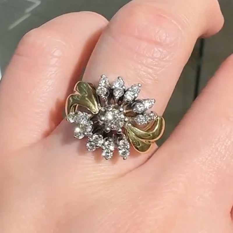 2.0Ctw Round-Cut Sapphire Cluster Cocktail Ring- JEWELBUYS