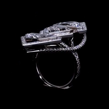 Art-Deco 12.0ctw Special Cut White Sapphire Avant-Garde Ring -JEWELBUYS