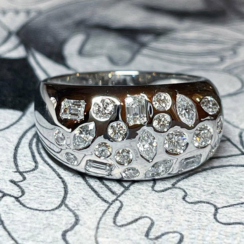 2.0Ctw Multi-cut sapphire arch ring-JEWELBUYS