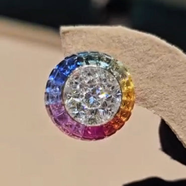 3.0ctw Rainbow Sapphire Art Deco Stud Earrings-JEWELBUYS