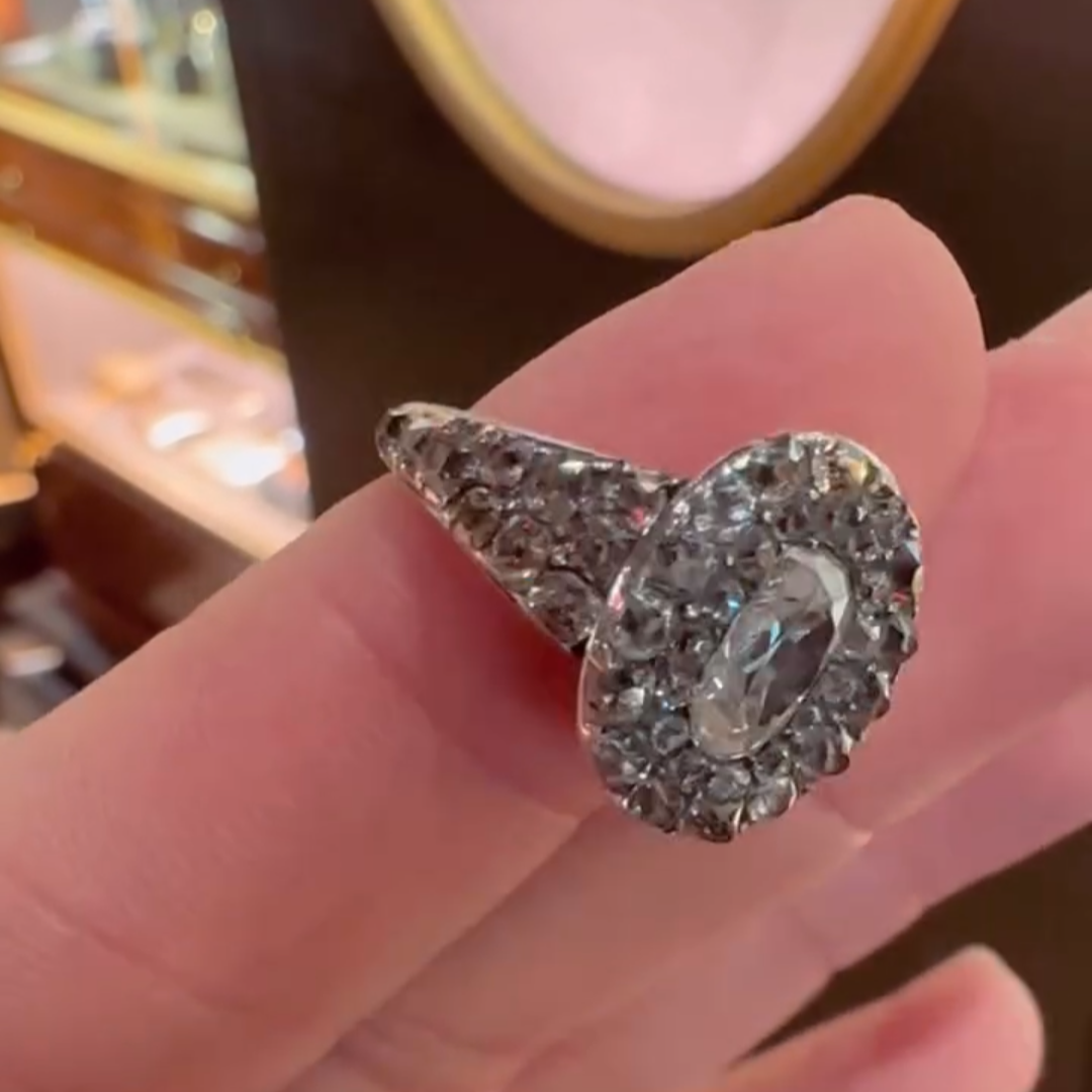 Shiny 3.02ct Oval & Round Cut White Sapphire Women's Engagement Ring in Silver-JEWELBUYS