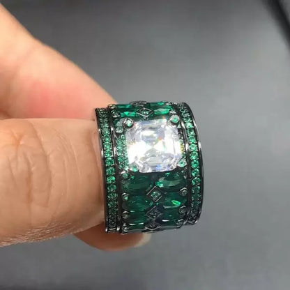 Vintage Style 3ct White Sapphire Square Cut Cocktail Ring-JEWELBUYS