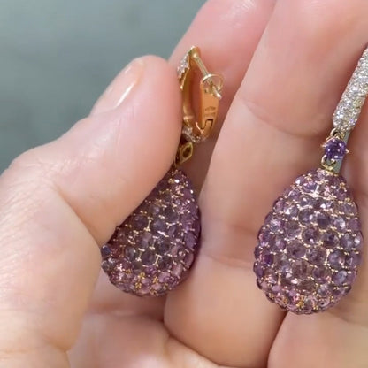 4.0Ctw Amethyst teardrop pendant earrings-JEWELBUYS