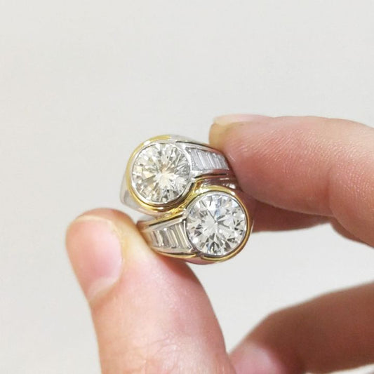 6.0Ctw Round Double Sapphire Bypass Ring-JEWELBUYS