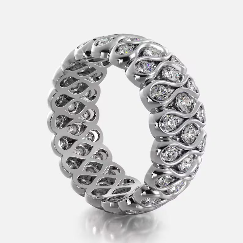 2.1ctw Round Cut Sapphire Eternity Band- JEWELBUYS