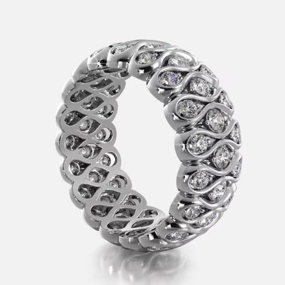 2.1ctw Round Cut Sapphire Eternity Band- JEWELBUYS