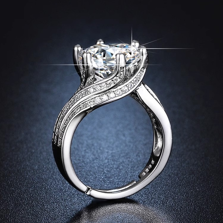 5ct Round Cut Triple Row  Line Ring -JEWELBUYS