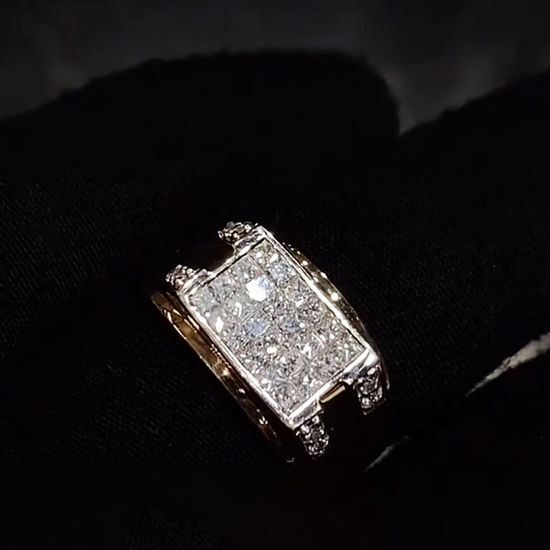 2.7ctw Princess Cut Men's Invisible White Sapphire Ring-JEWELBUYS