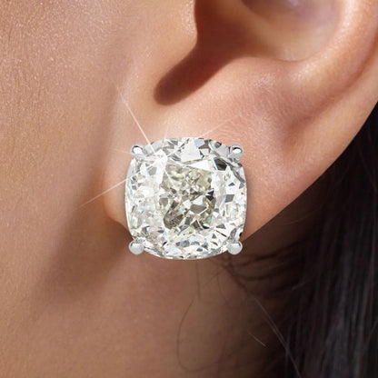 Classic 7.5ctw Cushion Cut White Sapphire Halo Stud Earrings-JEWELBUYS