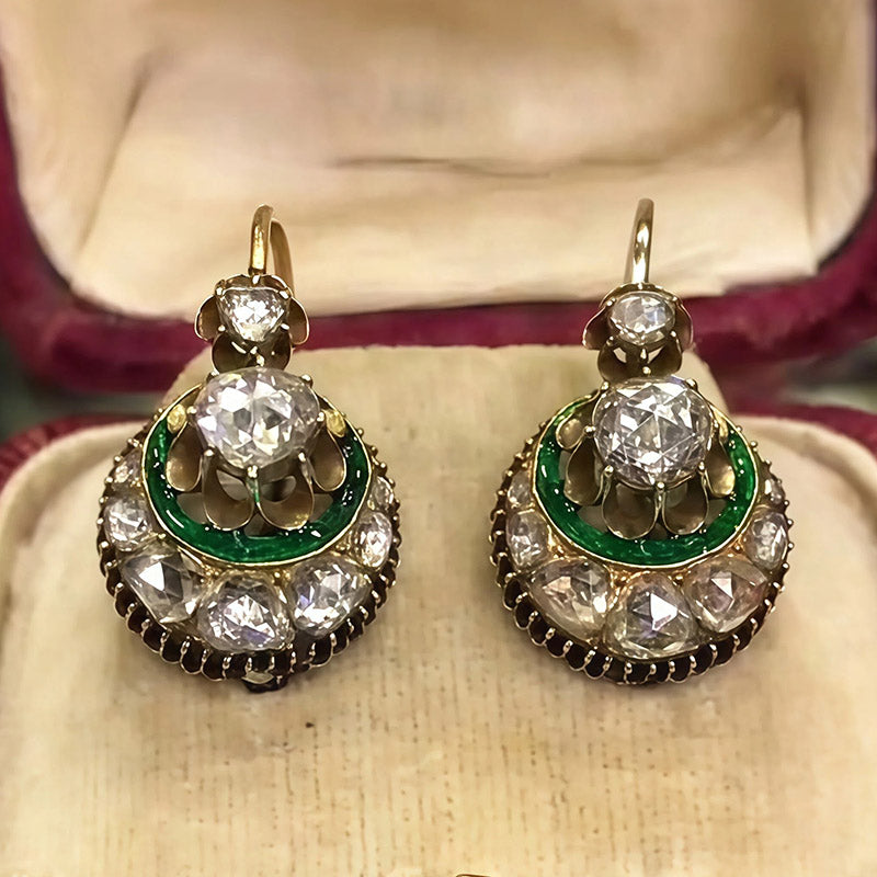 2.5Ctw Rose-cut Sapphire Vintage Art Deco Earrings-JEWELBUYS