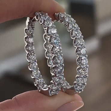 2ctw Round Cut White Sapphire Classic Hoop Earrings - JEWELBUYS