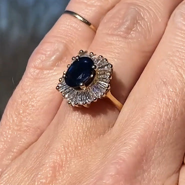 3.0ctw Oval Cut Ballet Style Blue Gemstone Engagement Ring-JEWELBUYS