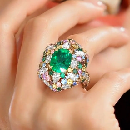 4.3ctw Vivid Colored Sapphire Engagement Ring-JEWELBUYS