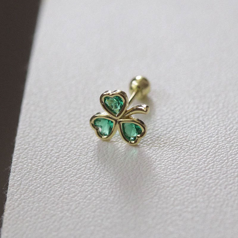 1 ctw Green Sapphire Heart Cut Shamrock Stud Earrings - JEWELBUYS