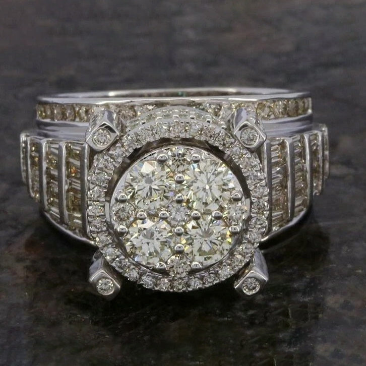 3.5Ctw Round Cut Fine White Sapphire Ring-JEWELBUYS